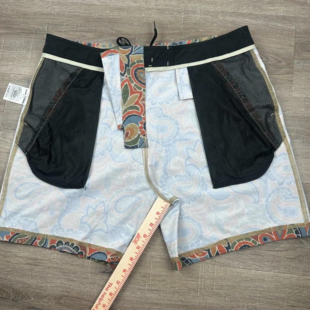 Banks Journal Paisley Board Shorts Mens 34 Muted Orange Blue Green Swim Trunks